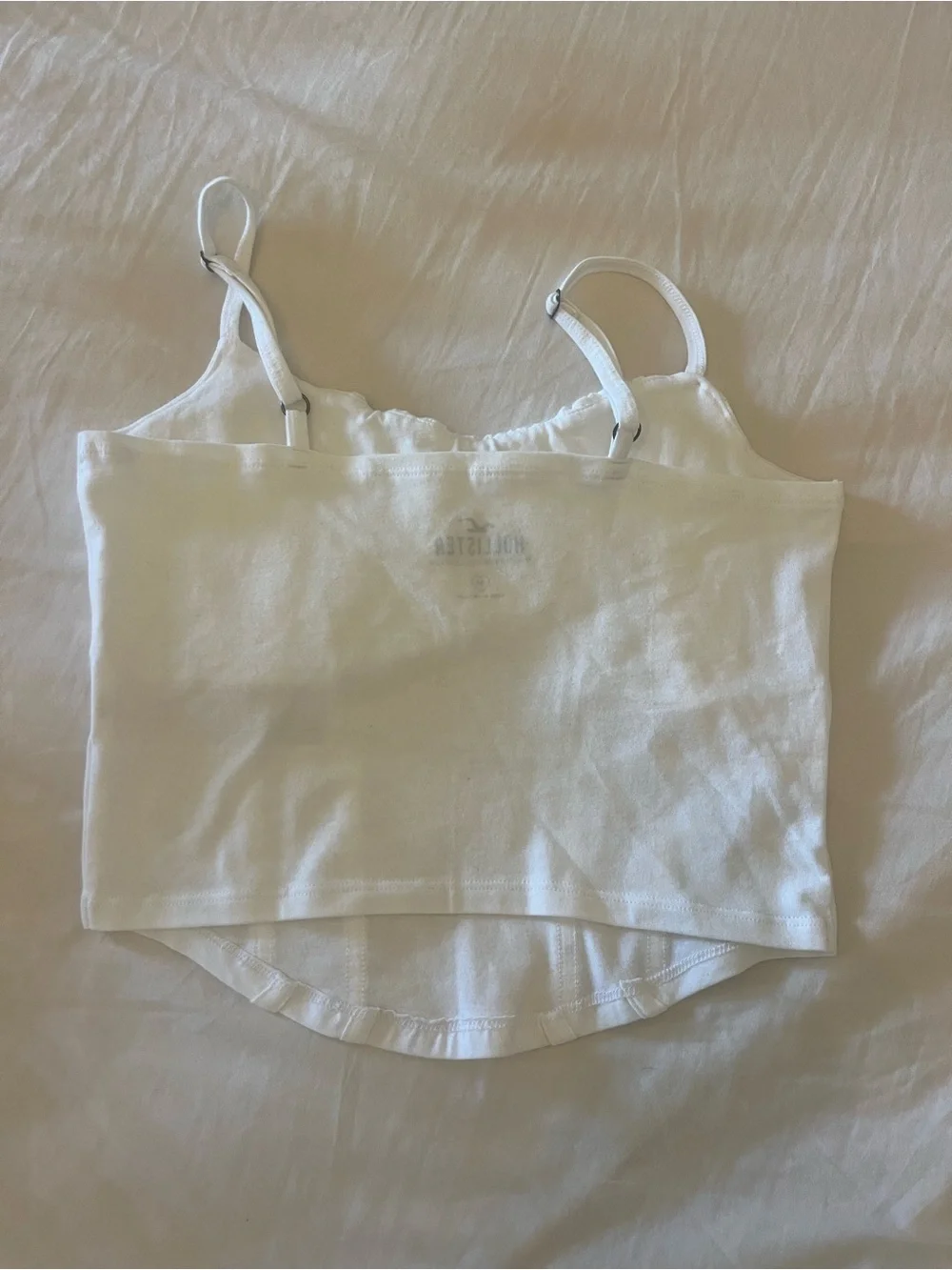 Hollister White Ruched Bust Corset Crop Cami - Picture 2 of 3